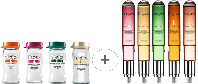 Zestaw ampułek i boosterów Fusio Dose od Kérastase do spersonalizowanej pielęgnacji włosów w salonie Agneess