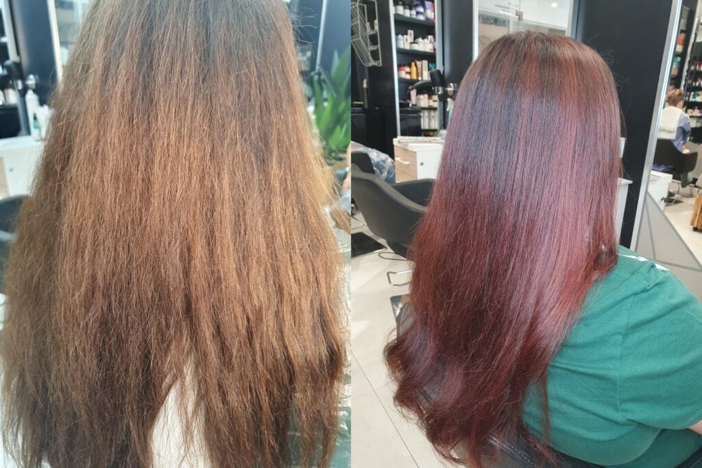 koloryzacja sombre przed i po